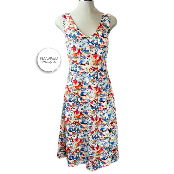 CARMEN MARC VALVO Printed Cross Over Back Dress - Picture 4 of 8